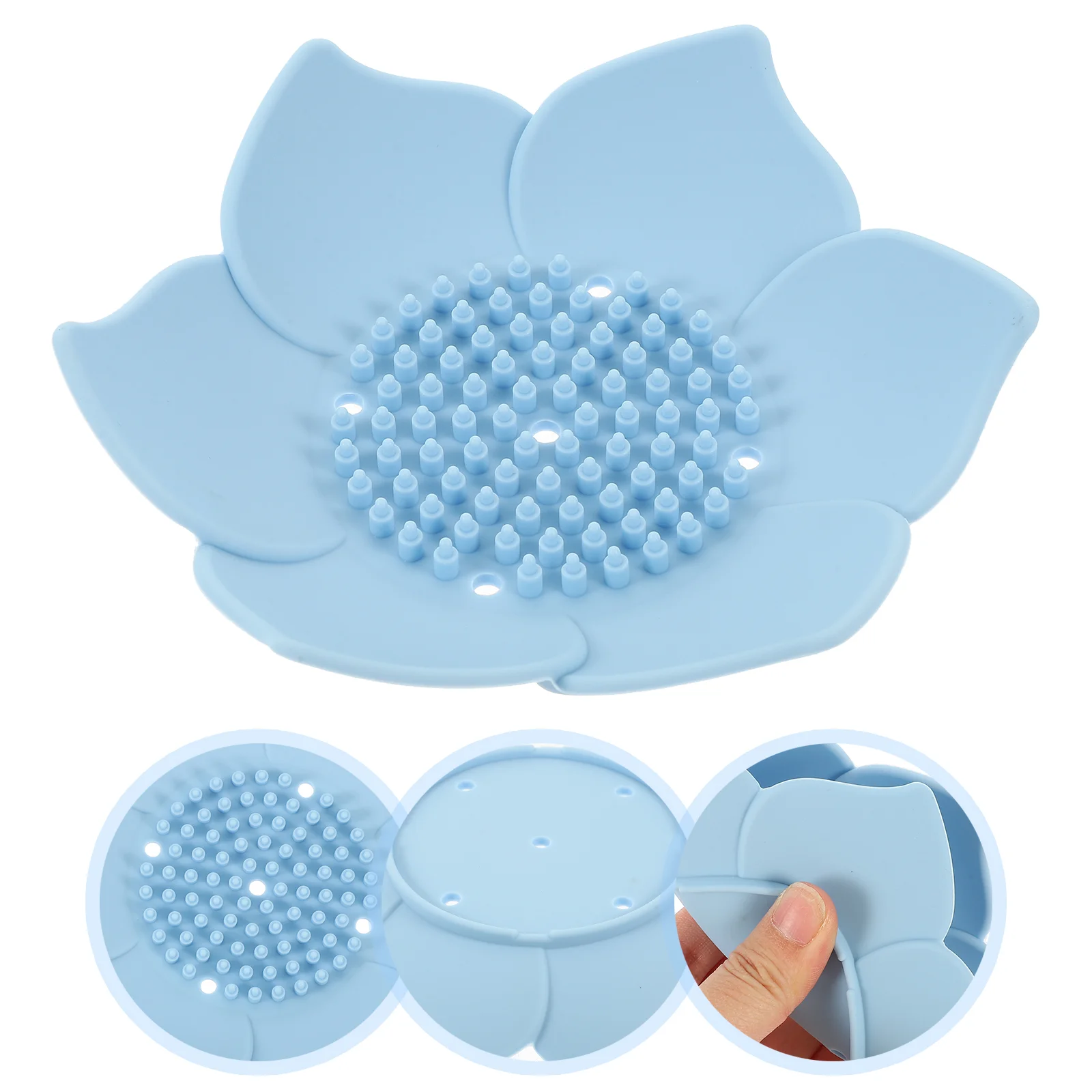 2 Pcs Silicone Soap Dish Holder Flower-shaped Rack Storage Box Bathroom Container Silica Gel Self-draining Tray Travel