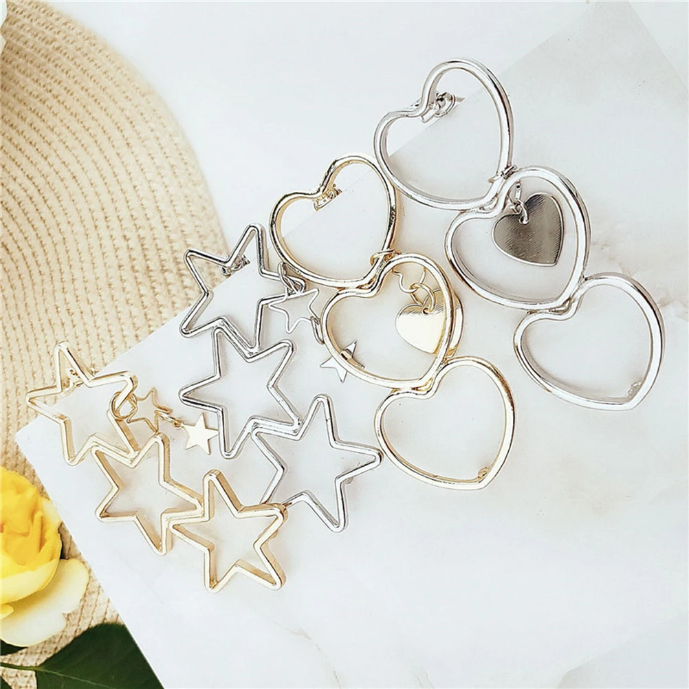 

4Pcs Alloy Hair Clips Set Bobby Pins for Girls Side Hairpin Star Silver Headdress Wedding Party Festival Gifts
