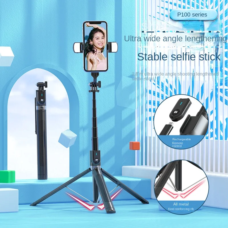 Selfie Stick 1,8 m Wydłużony statyw do telefonu Przenośny słup teleskopowy Bezprzewodowy statyw Bluetooth z gwarancją na pilota