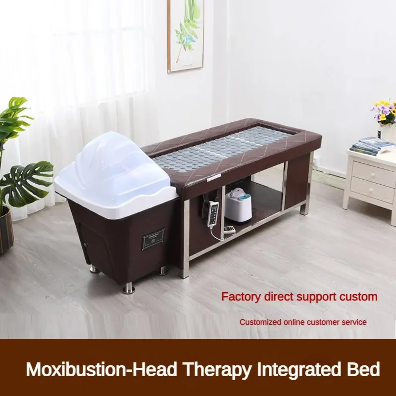 Moxibustion smokeless constant temperature water circulation fumigation head treatment bed Water storage spa massage bed