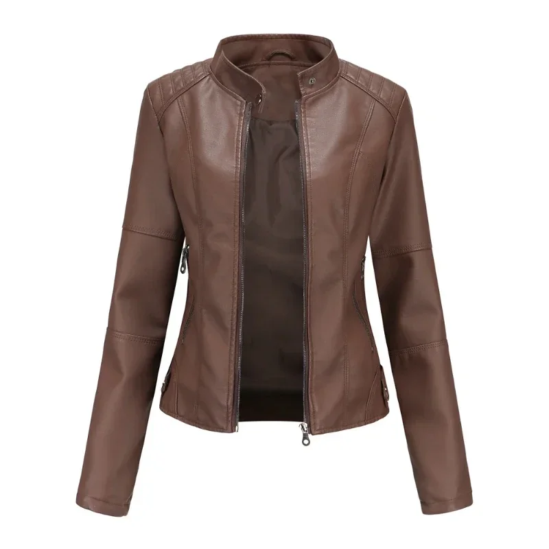 Veste en cuir à manches longues pour femmes, manteau de motard, streetwear décontracté, vêtements pour femmes, mode, automne, hiver, nouveau