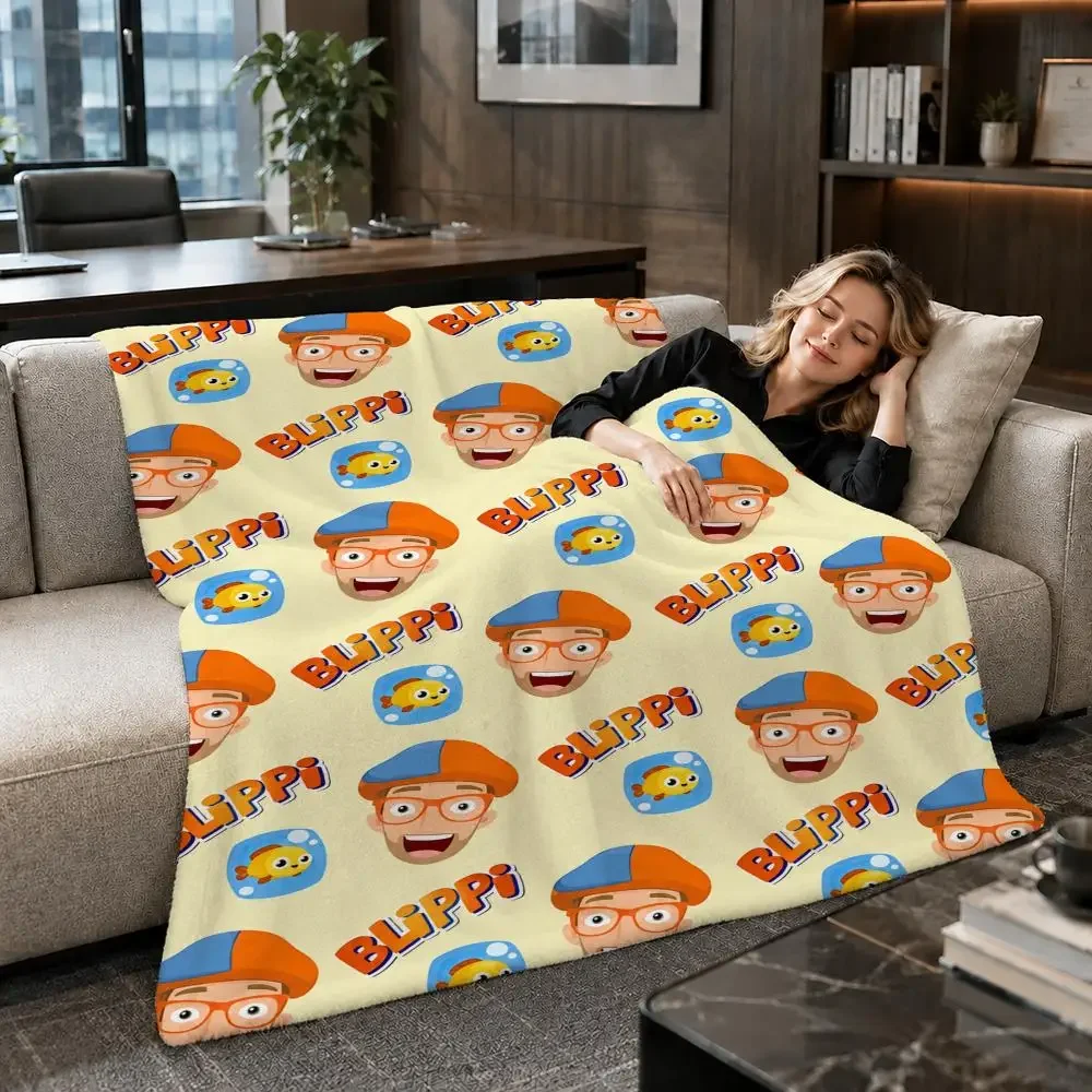 Kids Learning Fun Blippi Throw Soft Warm Flannel Throw Blanket for Sofa Bed Office Home Holiday Gift All Season