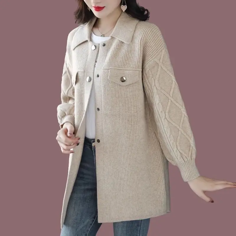 

Faionable Knitted Sweater Jaet Women's Mid-Length Casual Sle Long Sve Knitwear Autumn Winter New Arrival Ele Ver...