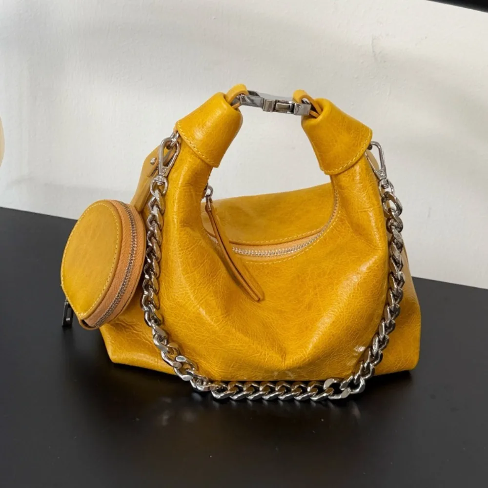 Spring and Summer New Chain Bag Leather Dopamine Color Scheme Portable Messenger Loose Casual Fashion Versatile Unique Practical
