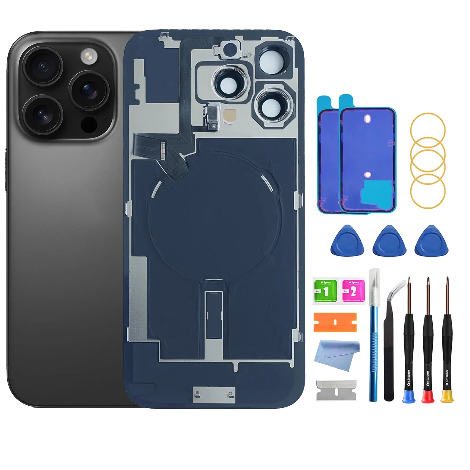بديل الزجاج الخلفي لهاتف آيفون 16 برو ماكس (6.7 بوصة) - شحن لاسلكي فليكس، إطار كاميرا، جميع الأجزاء وشريط لاصق مقاوم للماء #5