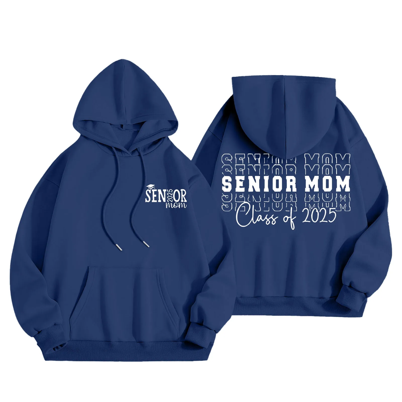 Ladies Senior Mom Class Of 2025 Graduation Sweatshirt Casual Simple Outdoor Hooded Sweatshirt American Classic Solid Y2k Hoodies