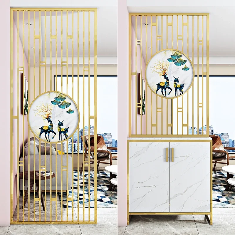 New Chinese-style Internet celebrities creative living room metal screen washtable to cut off modern simple doorway cabinets