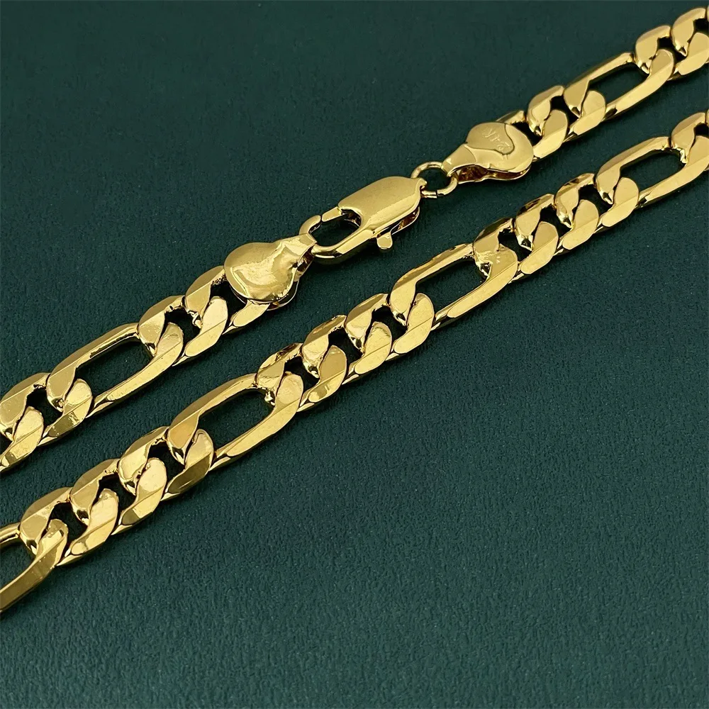 

Luxury 24K 9999 Pure Gold real gold Men’s and women’s 10mm wide 3:1 geometric necklace, unisex.