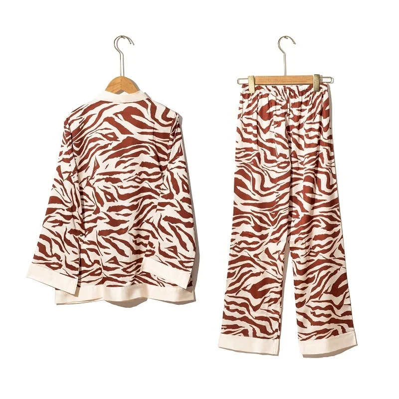 Lisacmvpnel Ice Silk Pajamas Women\'s Spring Autumn New Light Luxury Satin Chiffon Set Sleepwear