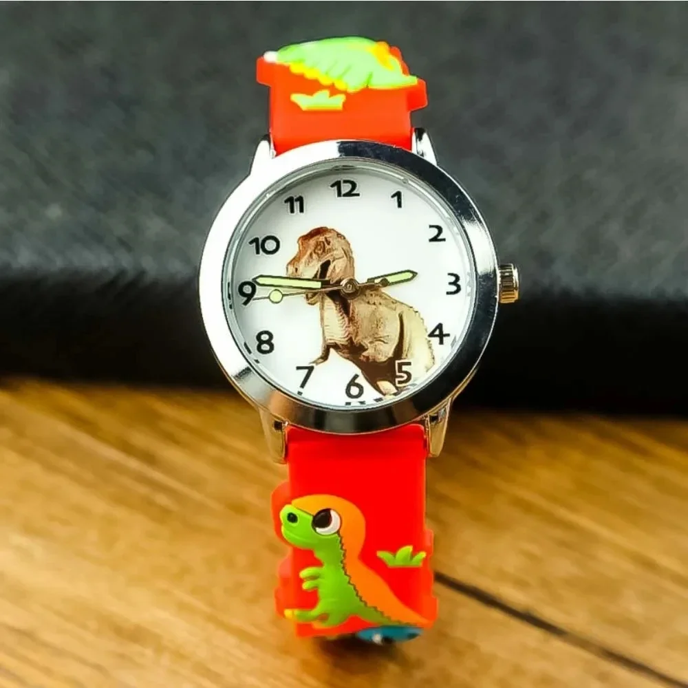 Jam tangan kuarsa anak laki-laki dan perempuan, arloji kartun lucu 3D Tyrannosaurus Rex Quartz, hadiah terbaik anak-anak 2024