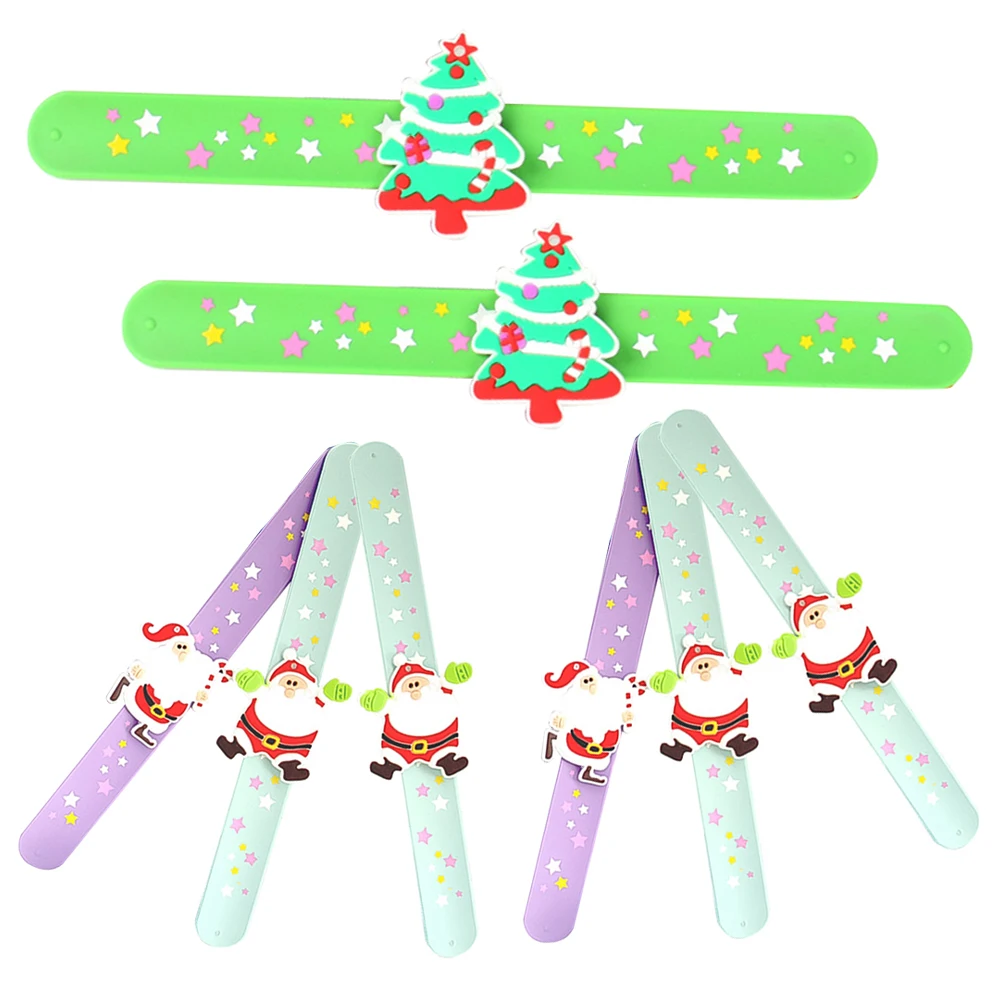 

8pcs Silicone Christmas Silicone Slap Bracelet Slap Bracelets Kids Adults Party Favors Gifts Event Prizes Toys