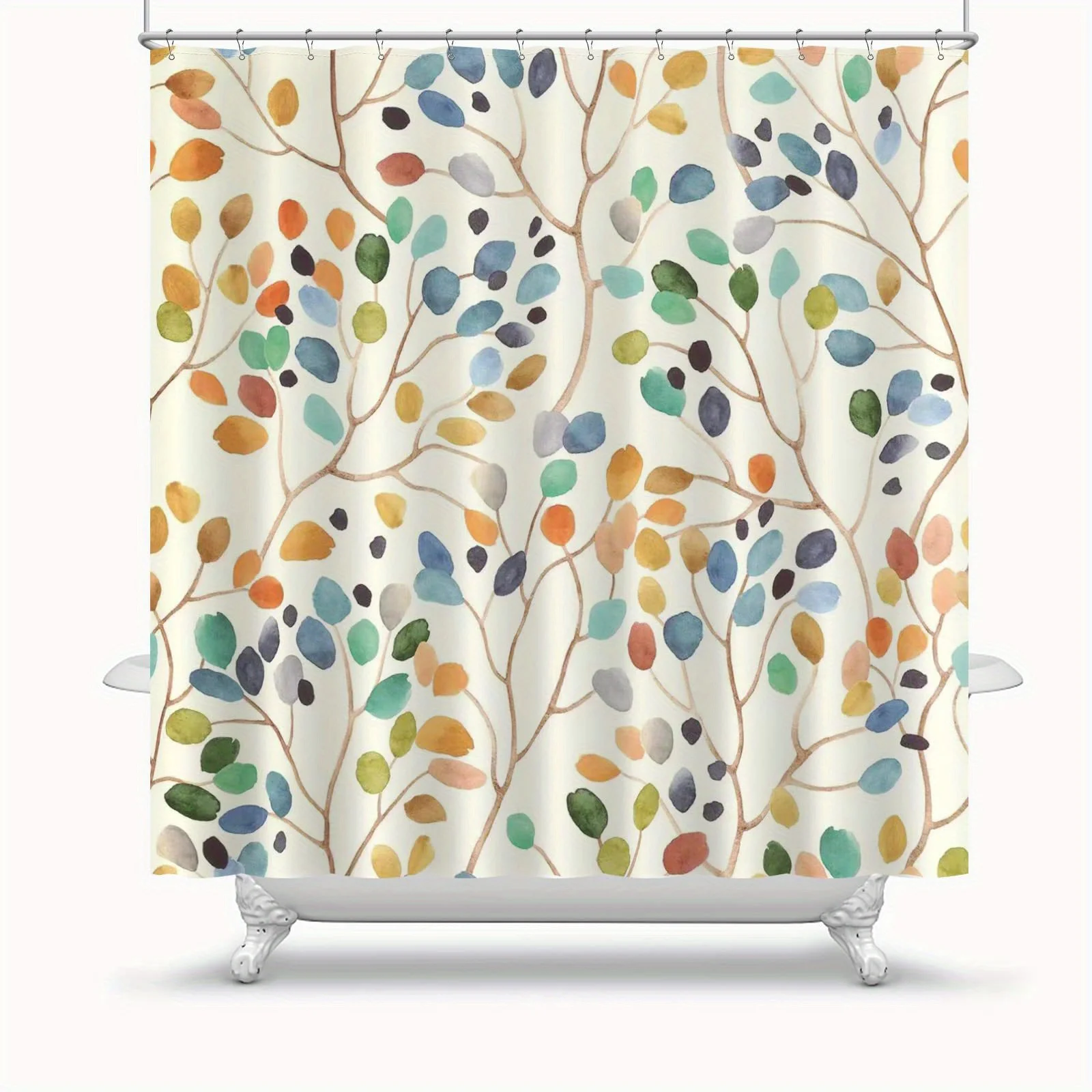 A Watercolor Whimsy Shower Curtain: Bring a Touch of Nature's Beauty into Your Bathroom with This Delightful Design Featuring