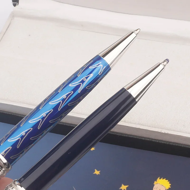 Luxury Little Prince 163 Blue MB Ballpoint Pen Resin Metallic Blue Rollerball Fountain Pen Ink Writing Stationery with Number