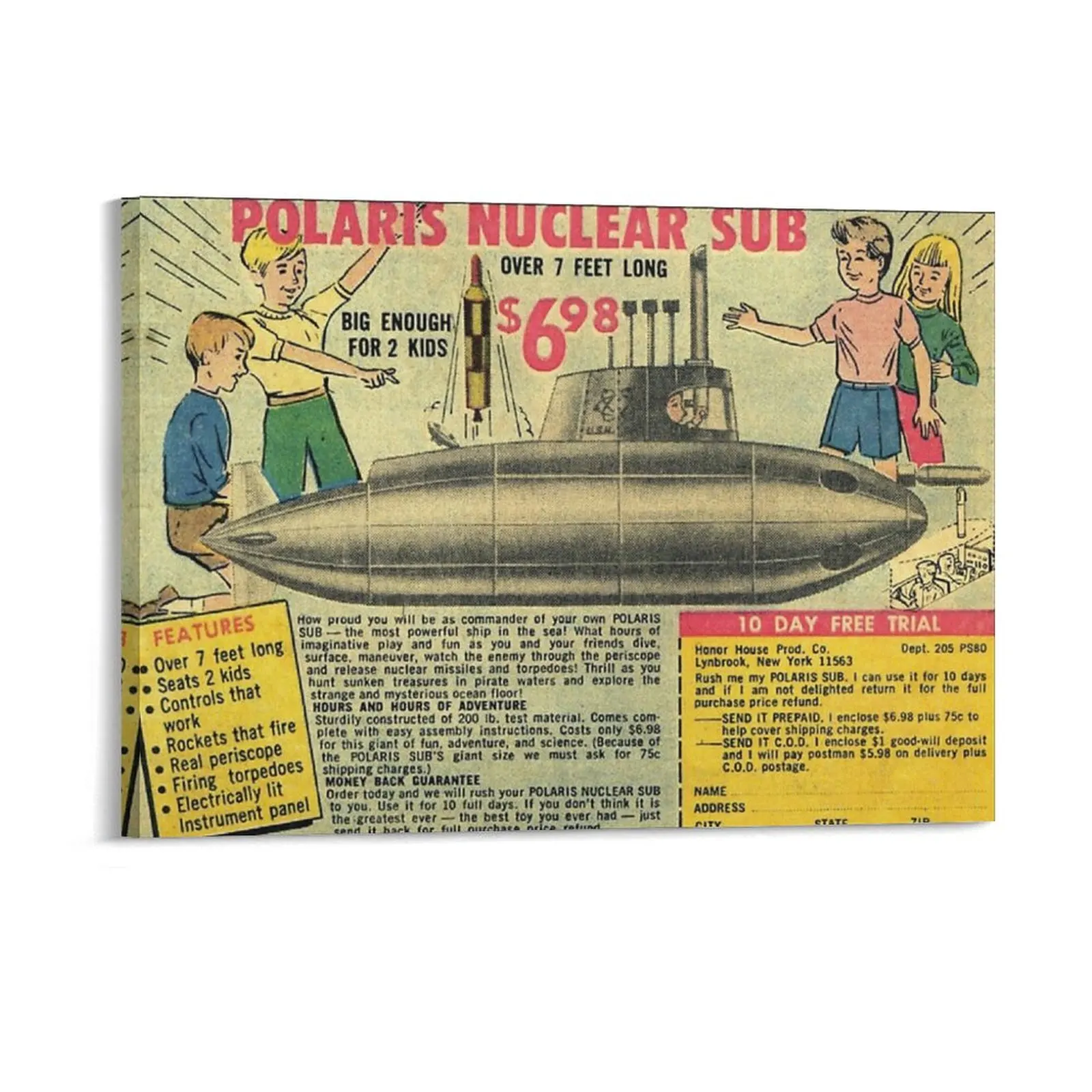 Polaris Nuclear Submarine Canvas Painting Wall Cave Wall Pub Personalized Party Club Kitchen Framed Wall Paintings