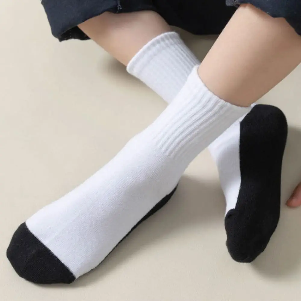 4/6Pairs Comfortable Simple Men's Mid-calf Socks Non-slip Breathable Men Tube Socks Hosiery Patchwork Sports Sock Outdoor