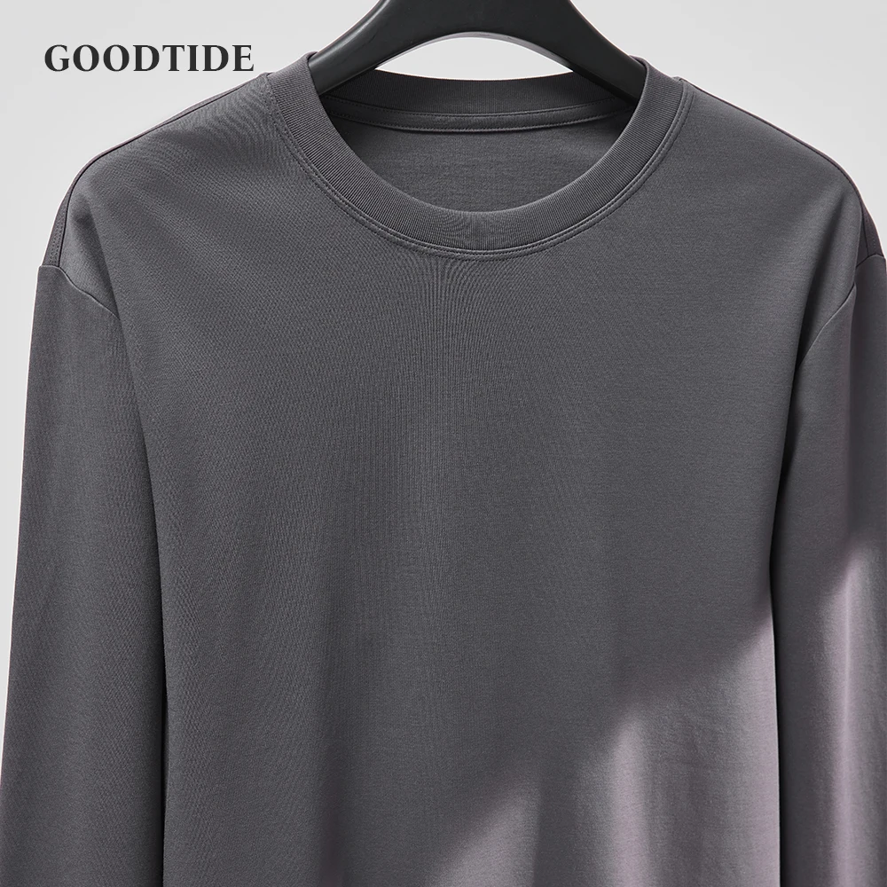 Long Sleeves T-Shirts Men 100% Cotton Tee Tops Male Autumn Basic Plain Color Tshirts Women Normal Fit Size M-4XL Under Wear Man