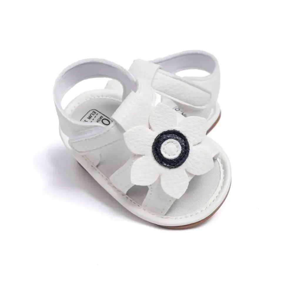 Chaussures d'été mignonnes pour nouveau-né, chaussures de jardin pour tout-petit, chaussures de marche de premier jour, chaussures de bébé à fleurs, document solide, péplum, semelle en caoutchouc coordonnante