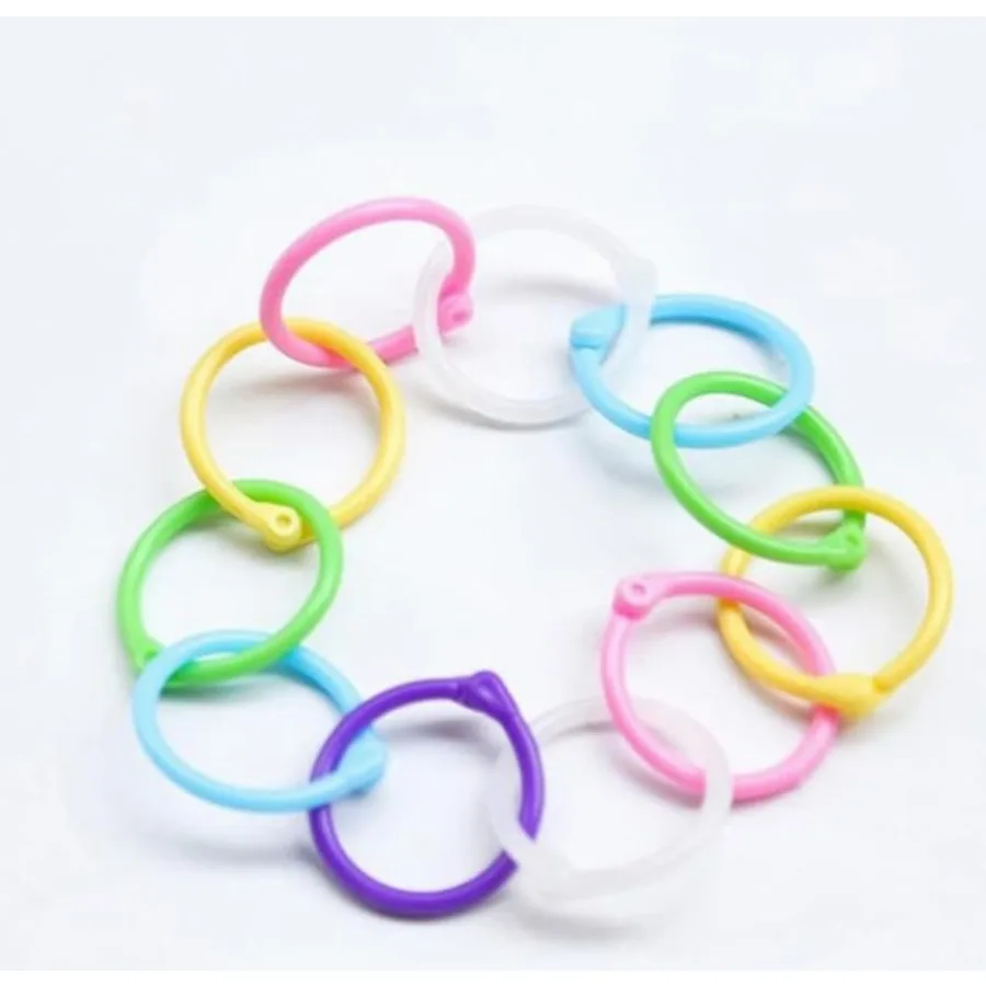 

30Pcs Random Candy Color Loose Leaf Binder Rings Plastic Office Book Rings 15 mm Key Rings for School Home Colored Jump Rings N