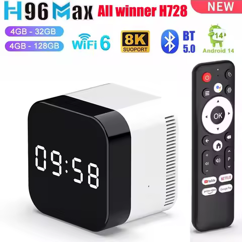 H96 MAX H728 Smart TV Box Android 14 ATV TV Box 4K@60fps 1000M/LAN Wifi6 BT5.0 Google Voice Assistant Media Player Set Top Box