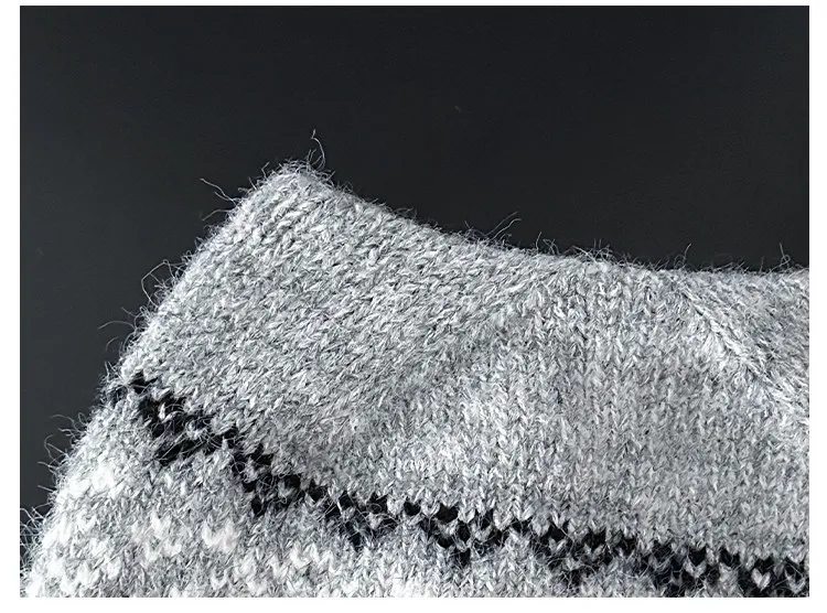 Niedliche Strickmützen mit Katzenohren für Damen und Herren, weiche, flauschige Mischgewebe-Wintermützen, Retro-Fair-Isle-Jacquard-Muster, Streetwear-Design, Skullcap. – Detail 5