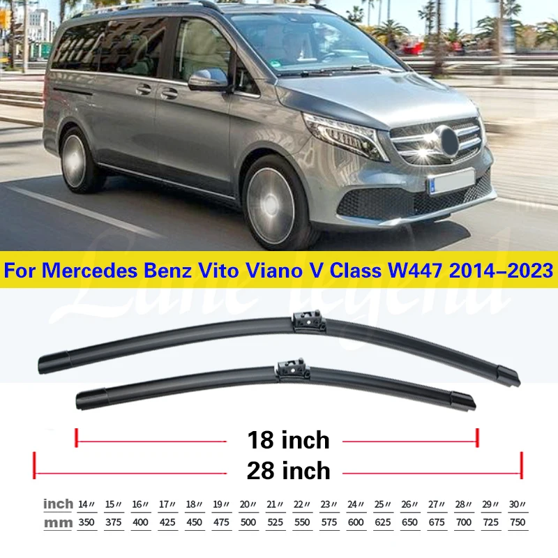 Araba ön arka silecek lastikleri Mercedes Benz Vito Wiper V Class W447 için Set 2014 - 2023 pencere cam cam aksesuarları