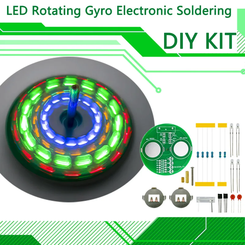 DIY Electronic Kit LED Rotating Gyro DIY Welding Components Diy Electronic Soldering Project(without Battery)