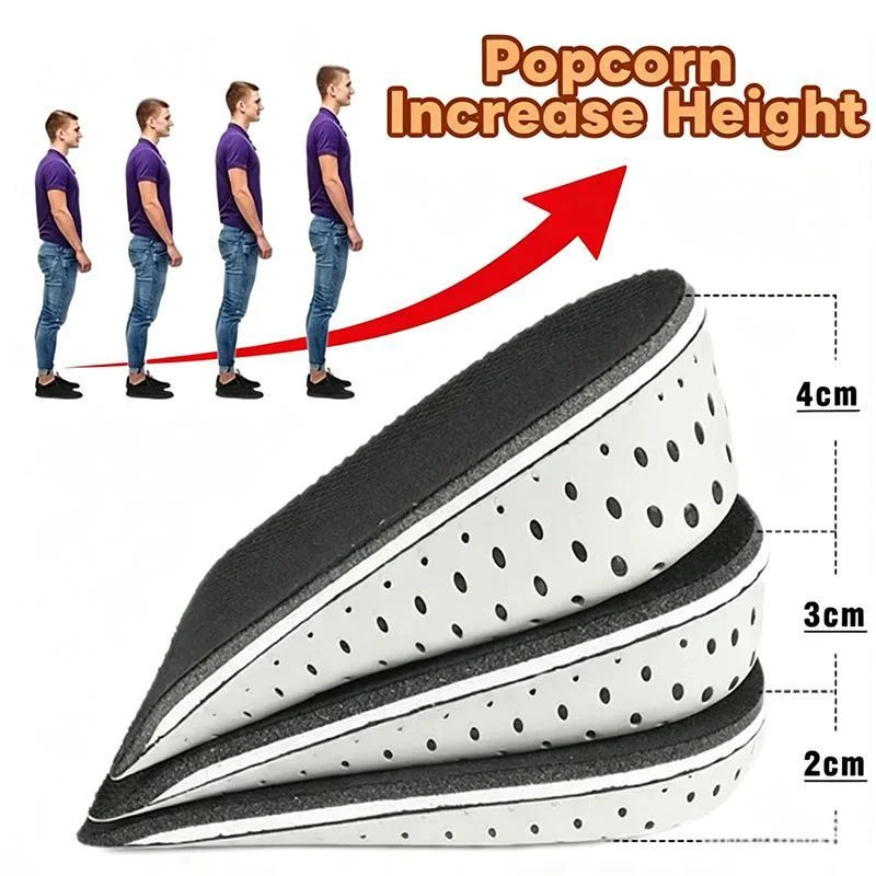 1 Pair Invisible Height Increase Insoles Memory Foam Heel Lifting Inserts 2/3/4CM Breathable Cushion Heighten Shoe Pad XDIAN05