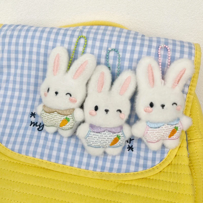 Cartoon Plush Bunny Toys Cute Stuffed Rabbit Doll Keychain Car Key Holder School Bag Pendant For Girl Birthday Gifts