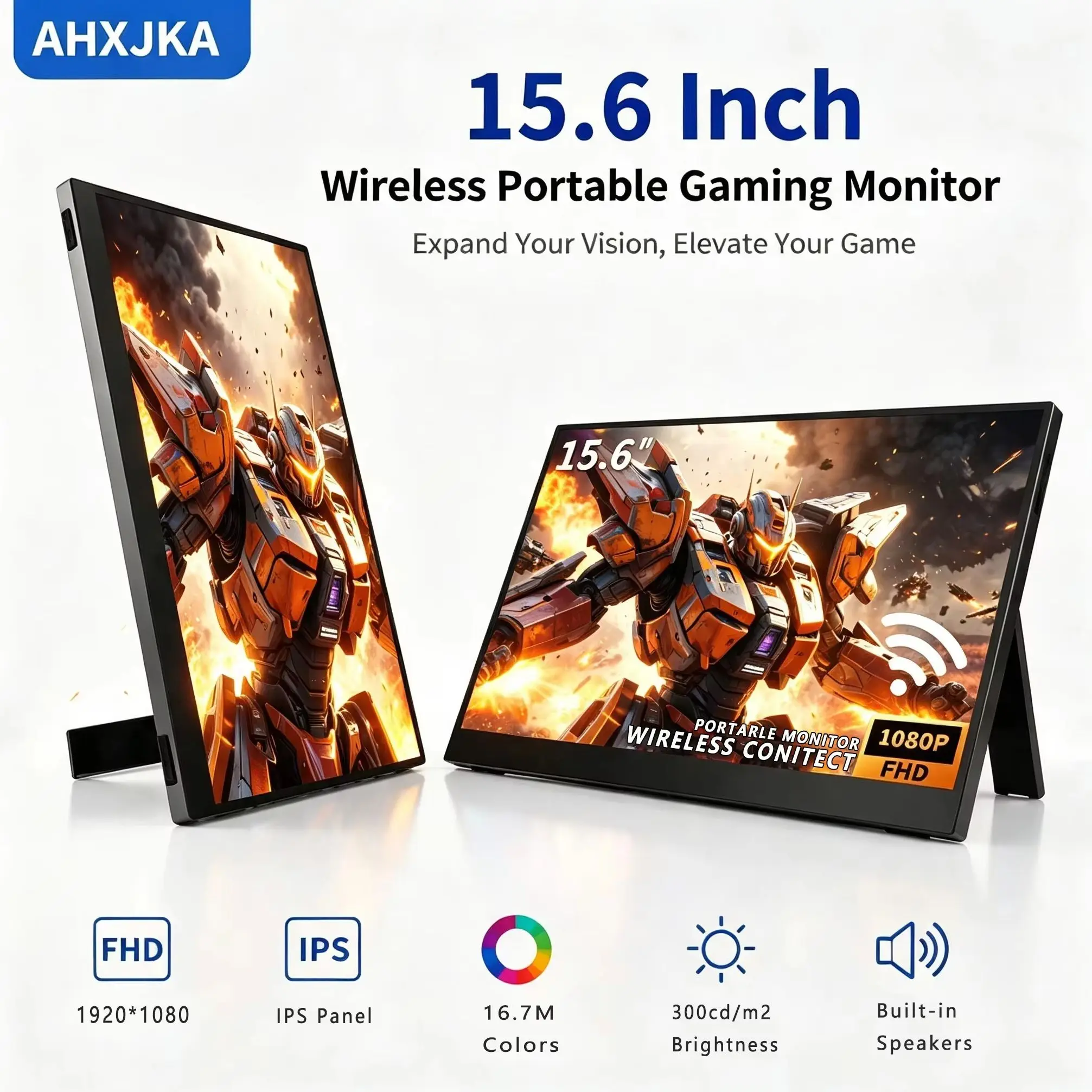 AHXJKA 15.6 Inch WiFi Wireless Projection Portable Screen Cast Supported External Display for Phone Laptop Game Console Switch