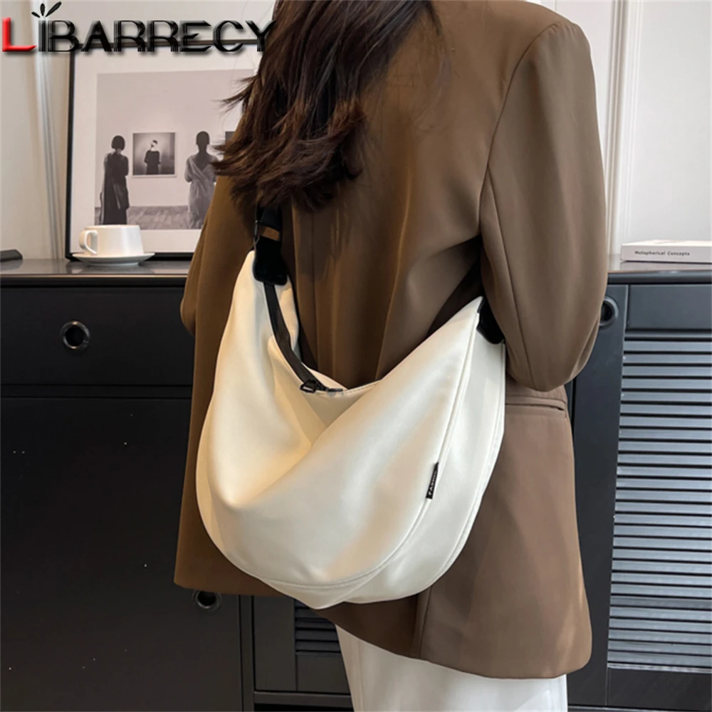 Fashion Ladies Messenger Bag Large Capacity Shopping Bag Unisex Canvas Student Shoulder Bag Solid Color Handbag Women Sac A Main