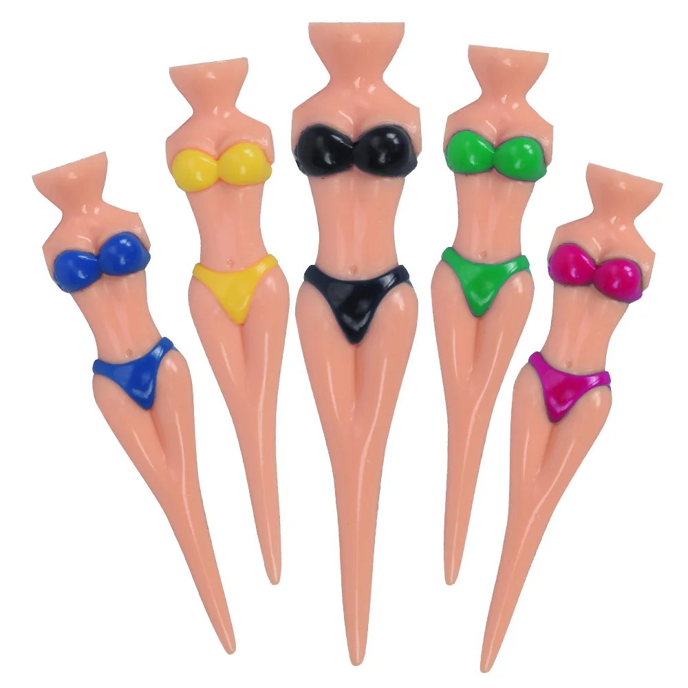 5Pcs Plastic Golf Tees Sexy Bikini Lady Model Golf Ball Holder Practice Training Tee Golf Accessories