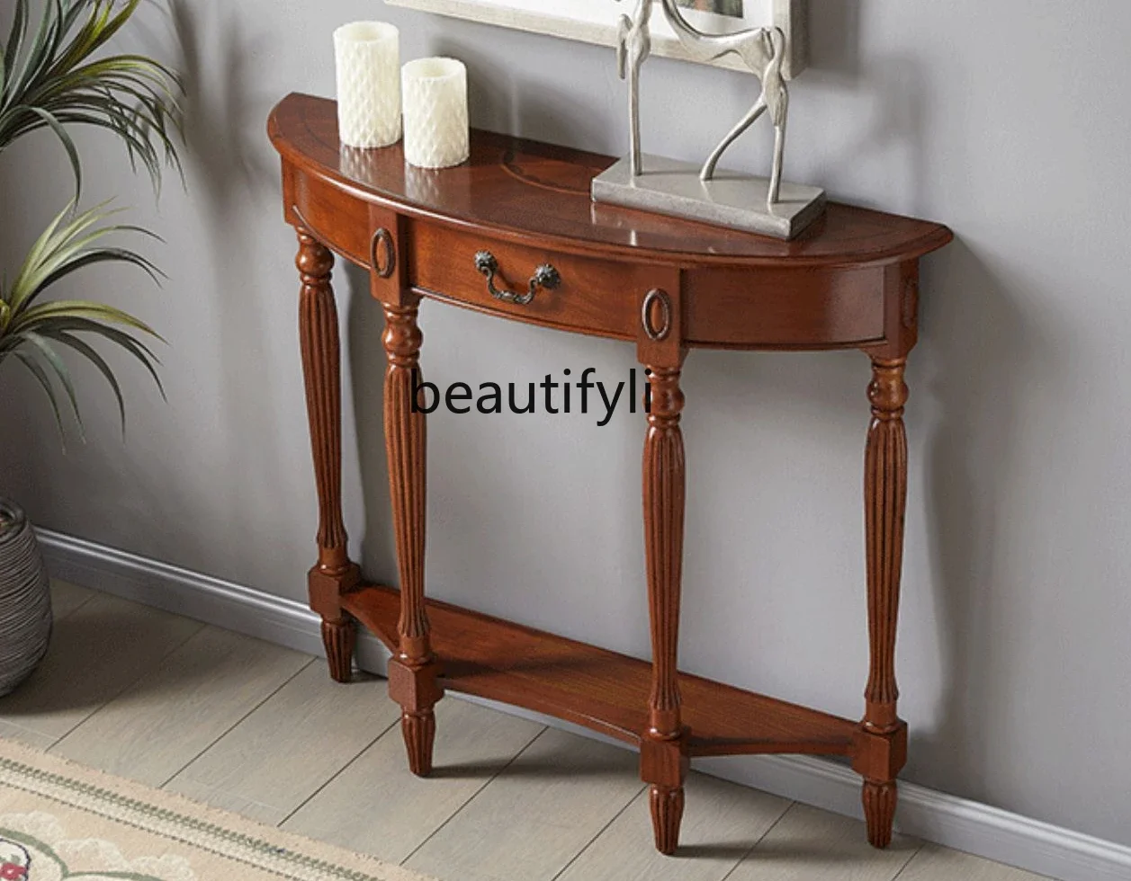 

zxqAmerican ultra-narrow solid wood entrance table thin cabinet corridor wall decorative side table retro foyer storage rack