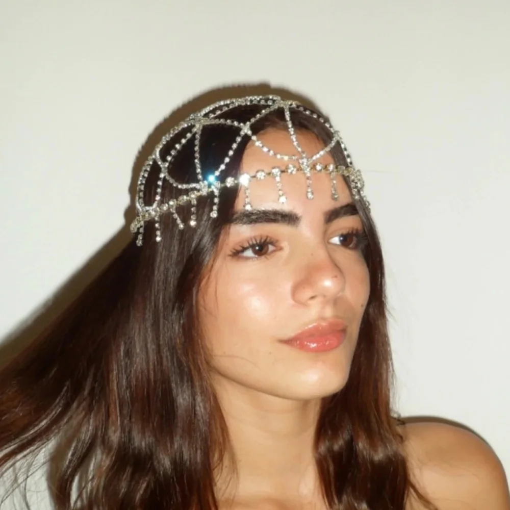 Stonefans Tassel Headdress Jewelry Handmade Jewelry Club Wedding Fashion Bling Rhinestone Hat Festival Girl for Women Headbands