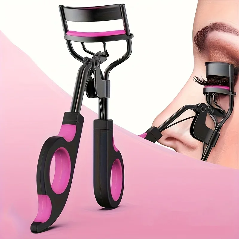 Women's Eyelash Curler Heavy-Duty & Ergonomic Handle with Contoured Design Black & Pink with Pink Tips Long-Lasting Lift