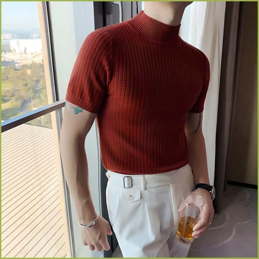 

Мужская осенняя футболка приталенного кроя, свитер High Mid Ne Knit Base, повседневный модный хлопковый нейлоновый круглый топ Ne ort Sve