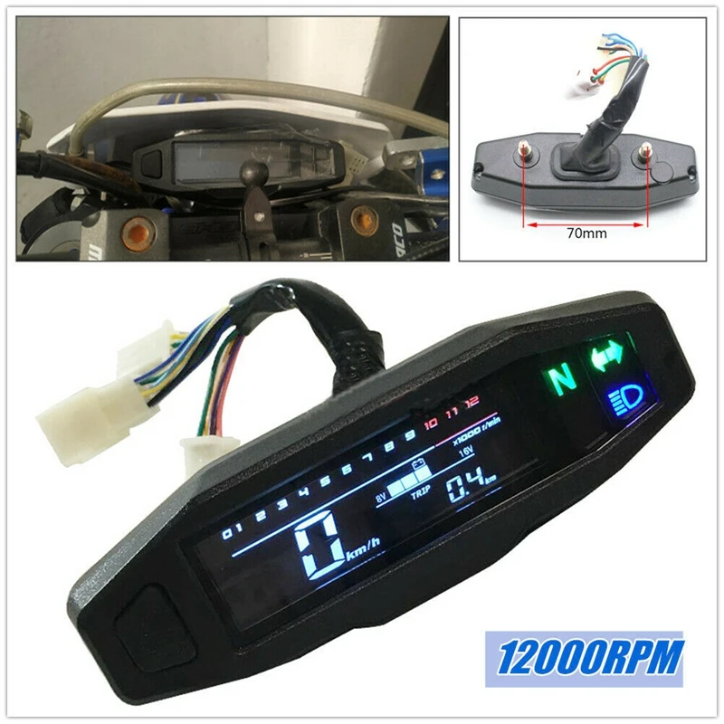 Universal RPM Motorcycle LCD Speedometer Mini Meter Odometer Electric Injection Carburetor Instrument With Sensor-A67F