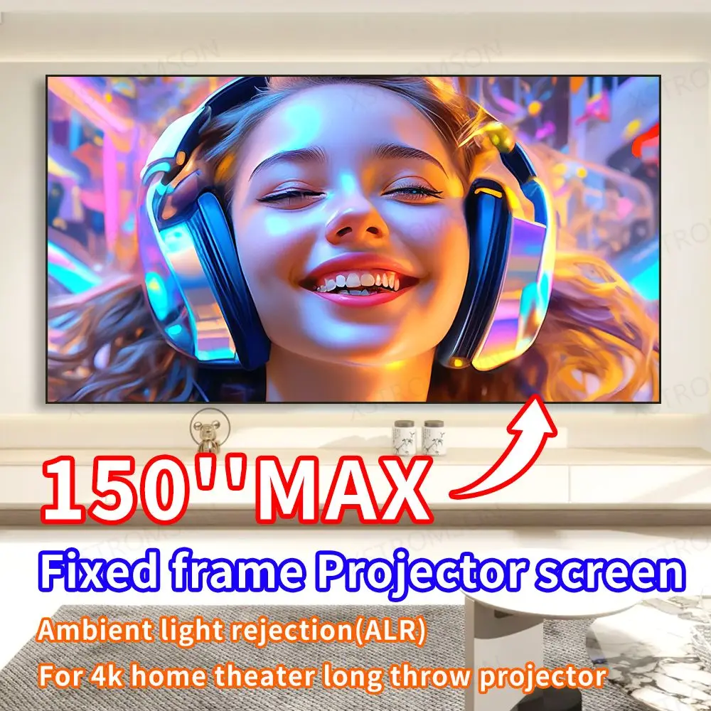 

2024 New Black Diamond ALR Projector Screen Ambient Light Rejecting Fixed Frame 1CM Ultra Narrow Bezel CLR 4K 8K 3D Projection