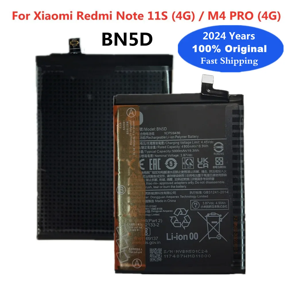 

2024 Years 100% Original Xiao Mi Battery BN5D For Xiaomi Redmi Note 11S 11 S 4G M4 Pro M4Pro 4G 5000mAh Phone Battery Batteries