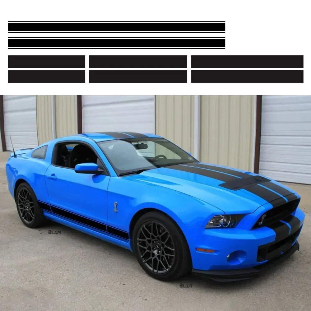 

5 шт. модных наклеек с гоночными полосами для автомобилей Mustang, Nissan 370z, декоративные виниловые наклейки на капот, крышу, заднюю дверь, боковые пороги, аксессуары