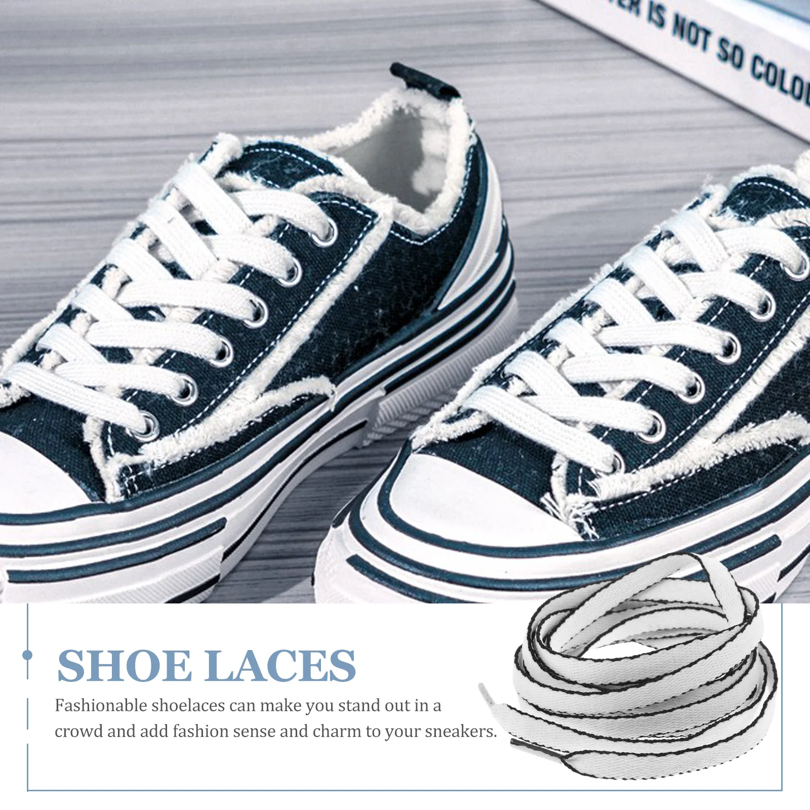 

4Pairs Black White Edge Sneaker Shoelaces Flat Shoe Laces Sports Casual Wear for Adults Shoe Laces Sneaker Shoelaces