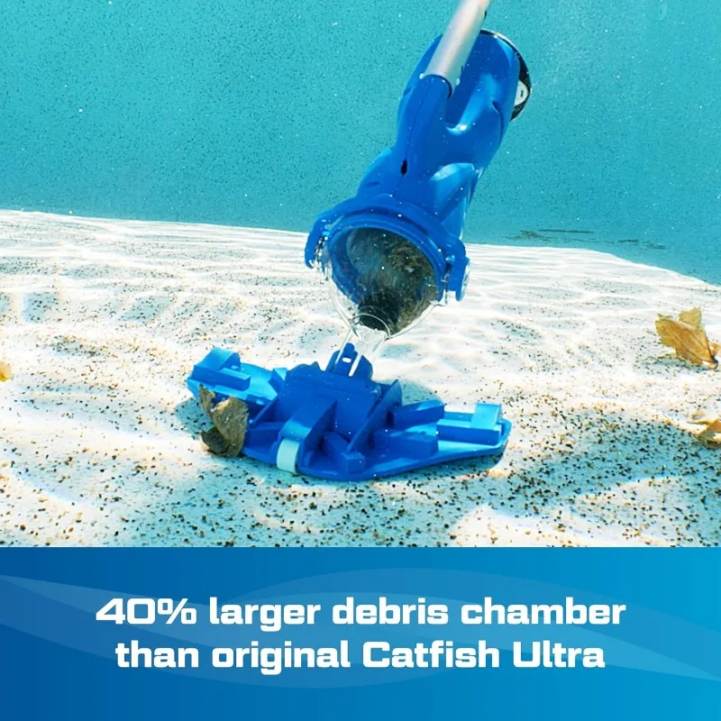 Catfish Ultra (Gen2) Cordless Pool Vacuum, Increased Power & Capacity,Rechargeable,Manual,Battery-Powered, Swimming Pool Cleaner