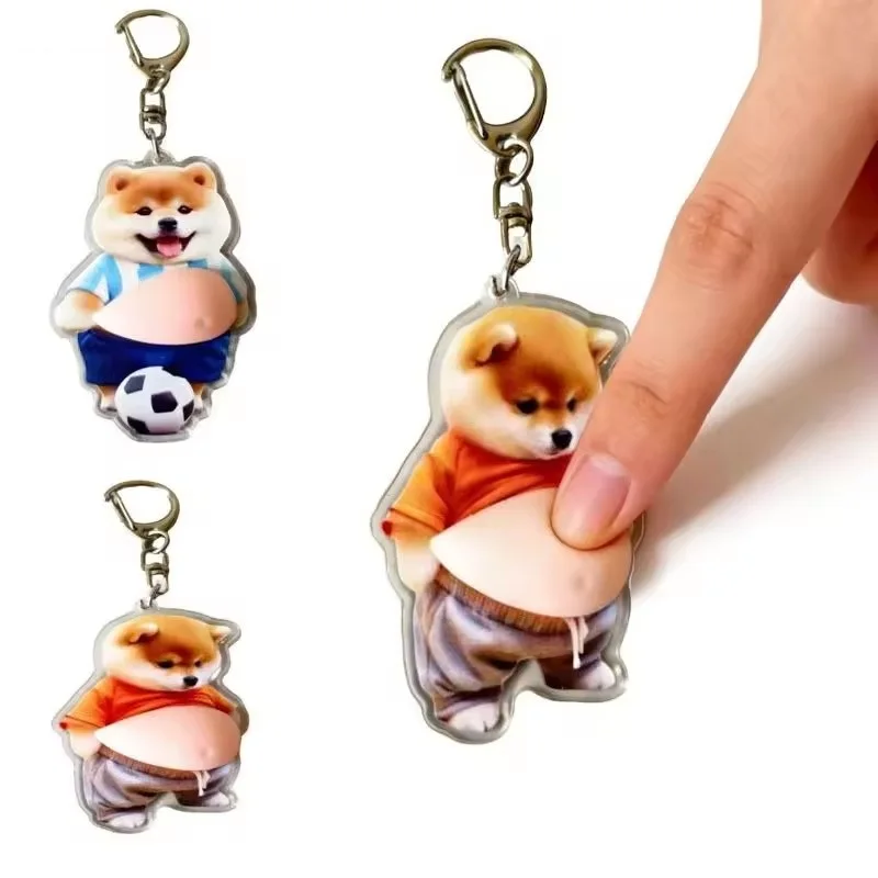 Cute Fat Dudu Puppy Pendant Animal Rearview Car Schoolbag Decor Accessories Interior Mirror Hanging Keychain Decor