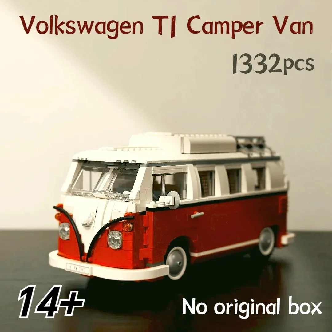 MINISO 2025 جديد 10220 التقنية T1 شاحنة التخييم حافلة سيارة MOC مركبة اللبنات 1332 قطعة لعب للأطفال هدايا عيد الميلاد