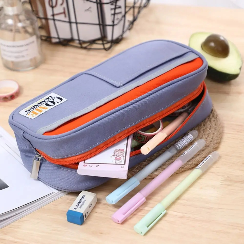 Creative Canvas Pencil Bag Thickened High Value Stationery Storage Bag Multifunctional Large Capacity Pencil Case