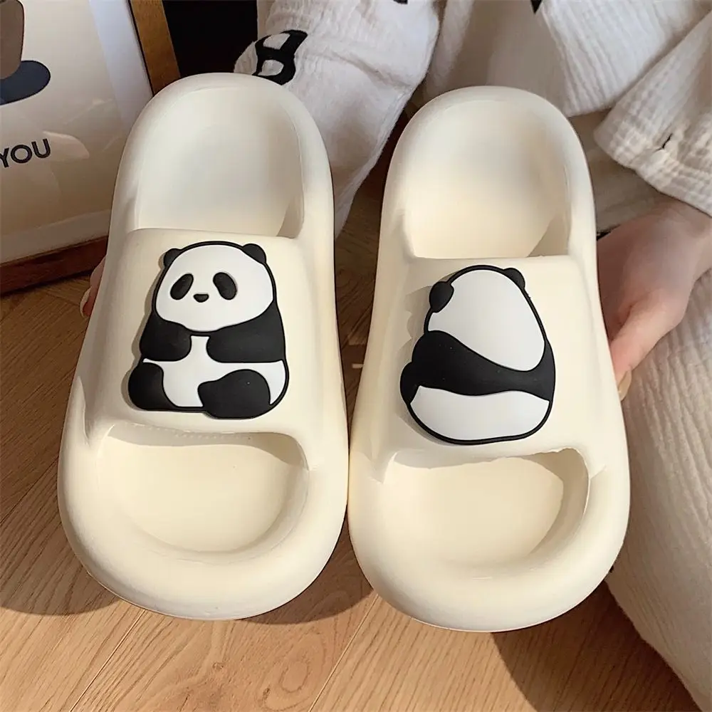 

Cute Panda Cheese Slippers for Couples Non slip home EVA Thick Sole Bathroom Odor-proof Slippers for Men and Women in Summer