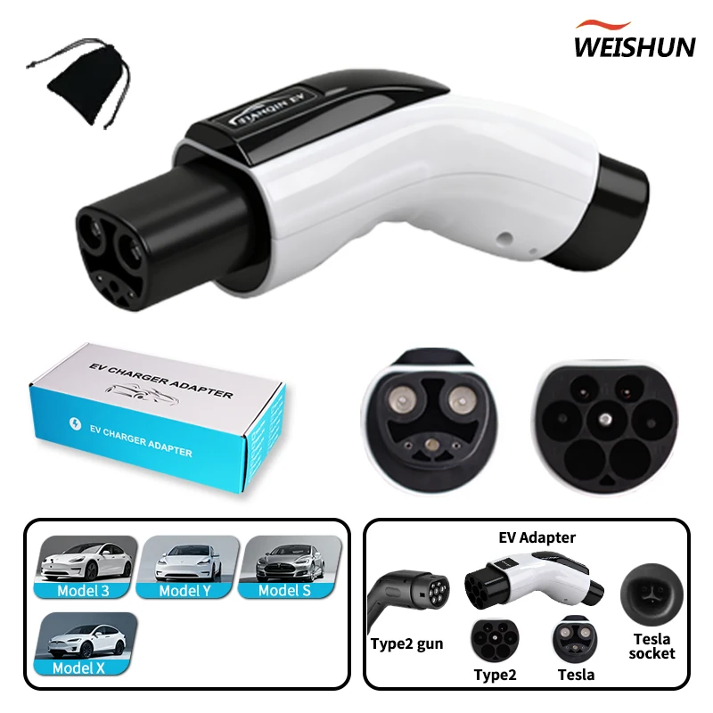 

Адаптер TYPE2 TO NACS EV, разъем для зарядного устройства электромобиля для зарядного устройства 16A/32A TYPE2 к адаптеру электромобиля TPC