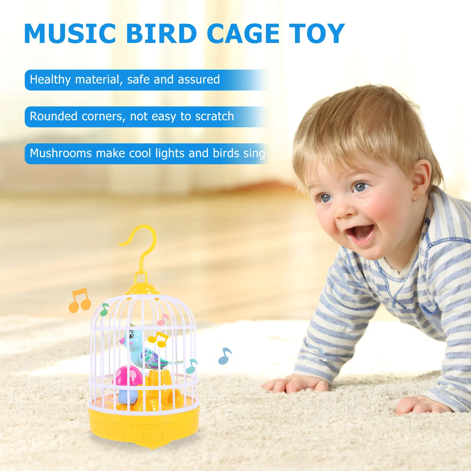 Jaula para pájaros con música ligera, juguete para cantar para niños, juguetes para niños, estatuilla de loro, modelo Musical, forma de plástico única, Control por voz