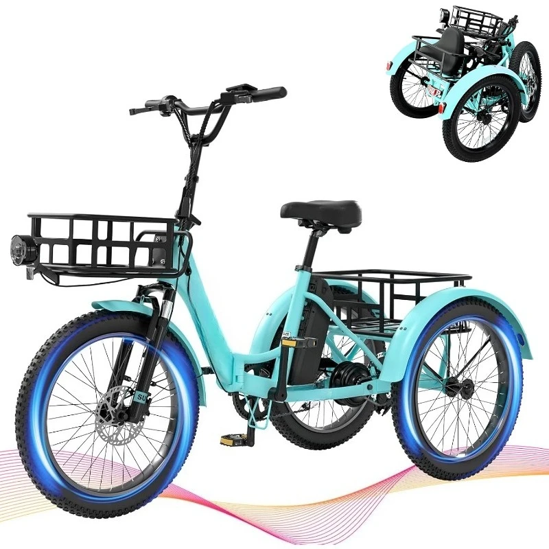 

Electric Tricycle for Adults, 750W 48V Electric Trike/Suspension Fork,Three Wheel Electric Bicycle/48V 14.5Ah Removable B