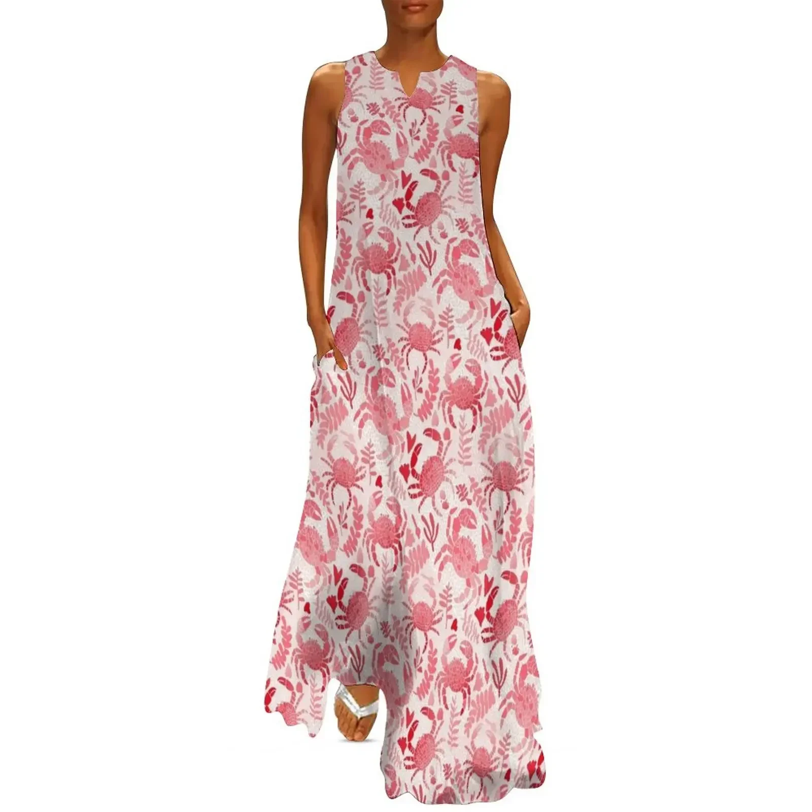 

Coral Crustacean Rosy Crabs and Ocean Flora Long Dress dress women summer women's dresses luxury Dress