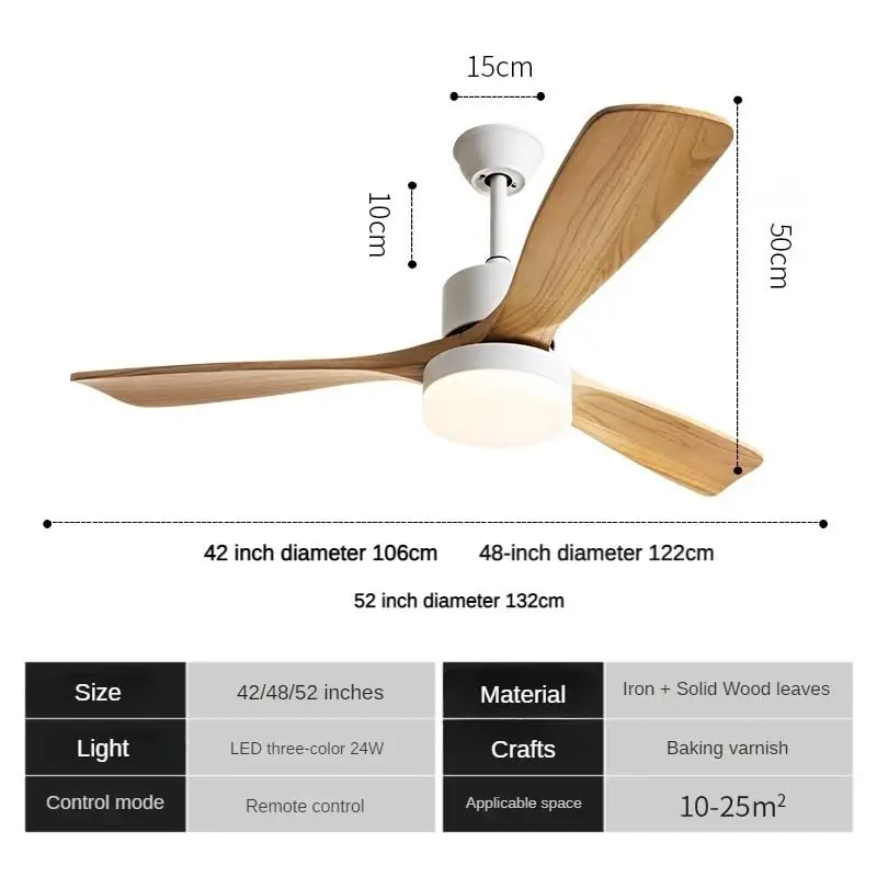 Imagem -06 - Ventilador de Teto Nórdico de Madeira Maciça com Luz Ventilador Decorativo Interior Quiet dc Motor Wind Home Chandelier Velocidades